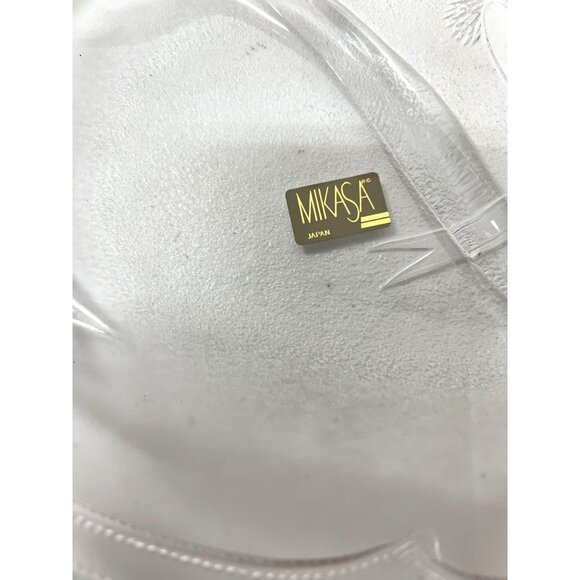 Mikasa Crystal Christmas Holiday Oval Platter With Embossed Holly & Bell Design - Picture 2 of 9